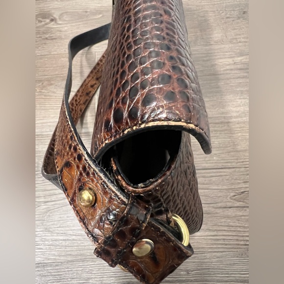 Vintage Brahmin Crocodile Embossed Shoulder Bag - Brown & Black - Picture 12 of 12